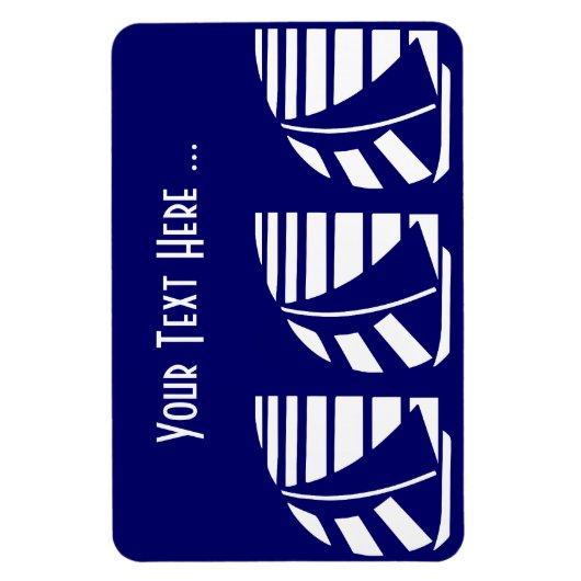 Witte Zeilboten op Blue Deco Custom Flexi Magnet Magneet (Verticaal)