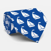 Witte zeilboten stropdas (Opgerold)