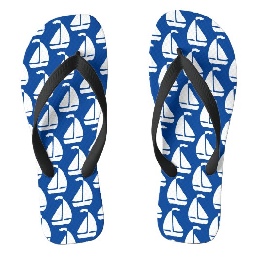 Witte zeilboten teenslippers (Voetbed)