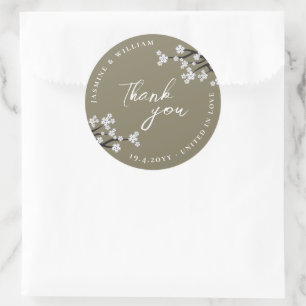 Witte Zen Sakura Kersenbloesem Aziatische Trouwdag Ronde Sticker