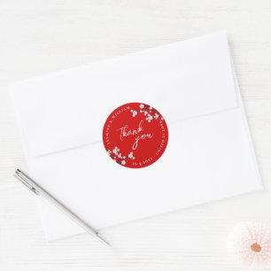 Witte Zen Sakura Kersenbloesems Rode Aziatische Br Ronde Sticker