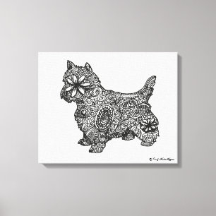 Witte zenthoektekening op de westelijke hoogvlakte canvas afdruk