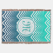 Witte zigzag Chevron en blauwe groene achtergrond Deken (Voorkant)
