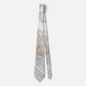Witte Zijde en Ivory Champaign Pearls Stropdas (Voorkant)
