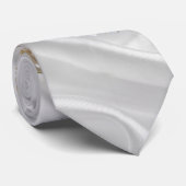 Witte Zijde en Ivory Champaign Pearls Stropdas (Opgerold)