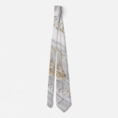 Witte Zijde en Ivory Champaign Pearls Stropdas (Achterkant)