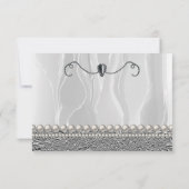 Witte zijde, witte parels & zilver Dank u Notitiekaartje (Achterkant)
