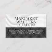 Witte zijdedraperie | Zwarte Button Visitekaartje (Achterkant)