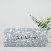 Witte Zilver Glitter Glam Cadeaubon Kaart (Staand voorkant)