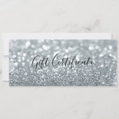 Witte Zilver Glitter Glam Cadeaubon Kaart (Voorkant)