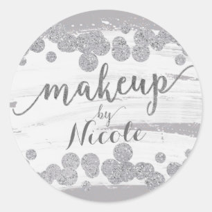 Witte Zilver & Grijs Glitter Stippen Make-up door Ronde Sticker