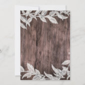 Witte & Zilveren Bladeren Winter Bruiloft Rustieke Kaart (Achterkant)