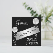 Witte zilveren bollen van 16-feesten kaart (Staand voorkant)