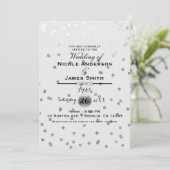 Witte Zilveren Confetti Stippen Elegante Moderne T Kaart (Staand voorkant)
