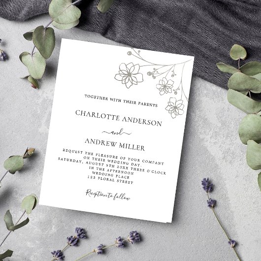 Witte zilveren florale bruidebruinbruidebruin flyer