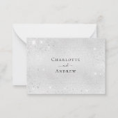 Witte zilveren florelegant bruiloft RSVP Notitiekaartje (Achterkant)