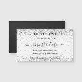 Witte zilveren glinsterende huwelijksaankondigings (Voorkant / Achterkant)