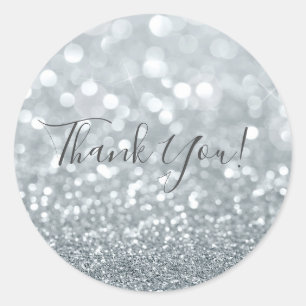 Witte Zilveren Glitter Bokeh Glam Zoete 16 Feestje Ronde Sticker