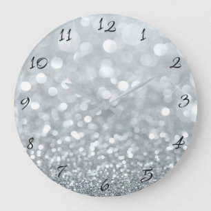 Witte zilveren glitter bokeh glamour trendy glans grote klok