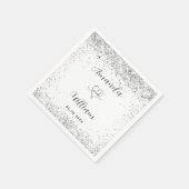 Witte zilveren glitter elegant script bruiloft servet (Hoek)