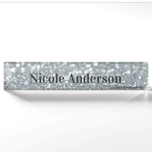 Witte Zilveren Glitter Glans Cadeau Elegant Glamou Naambordje