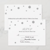 Witte & Zilveren Glitter Stippen RSVP Wedding Kaar Kaartje (Voorkant / Achterkant)
