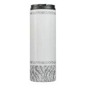 Witte Zilveren Pailletten Glitter Luipaard Jachtlu Thermosbeker (Achterkant)
