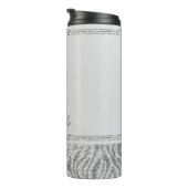 Witte Zilveren Pailletten Glitter Luipaard Jachtlu Thermosbeker (Geroteerd rechts)