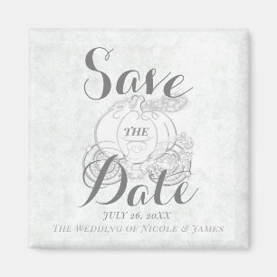 Witte Zilveren Pompoen Kar Save the Date Magneet