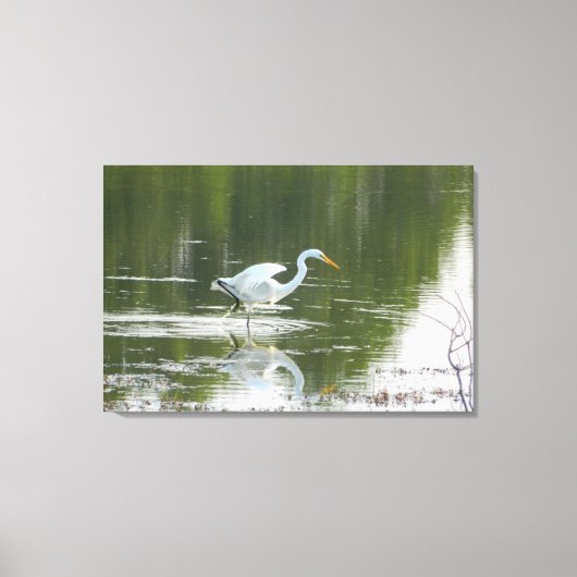 Witte zilveren vleugels verpakt canvas print (Voorkant)