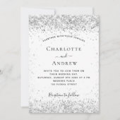 Witte zilverglitter elegant bruiloft kaart (Voorkant)