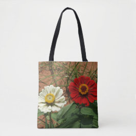 Witte Zinnia en Rode Zinnia Canvas tas
