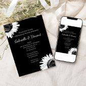 Witte zonnebloem op Black Weddenrenrepeater Dinner Kaart