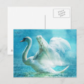 Witte zwaan in regen briefkaart (Voorkant / Achterkant)