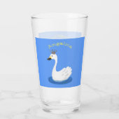 Witte zwaan met kroon cartoon glas (Achterkant)