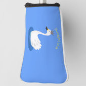 Witte zwaan met kroon cartoon golfheadcover (Draai 90)