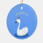 Witte zwaan met kroon cartoon keramisch ornament (Links)