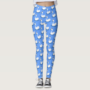Witte zwaan met kroon cartoon leggings