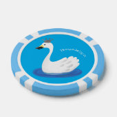 Witte zwaan met kroon cartoon poker chips (Enkel)