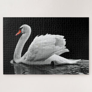 Witte zwaan op water legpuzzel