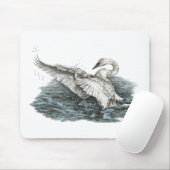 Witte zwaan op water muismat (Met muis)