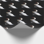 Witte zwaan op zwart cadeaupapier (Hoek)