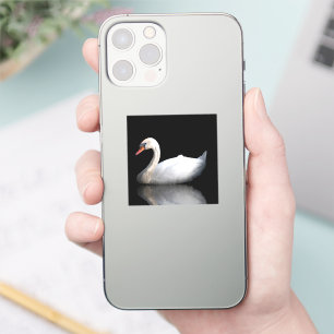 Witte zwaan op zwart sticker