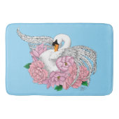 Witte zwaan roze bloemen badmat (Voorkant)