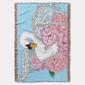 Witte zwaan roze bloemen deken (Voorkant Verticaal)