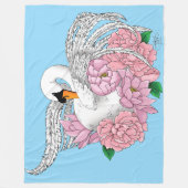 Witte zwaan roze bloemen fleece deken (Voorkant)
