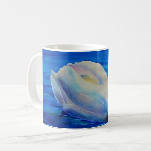 Witte zwaan, schilderij van waterverf koffiemok (Voorkant links)