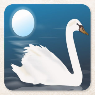 WITTE Zwaan Vierkante Kartonnen Onderzetter