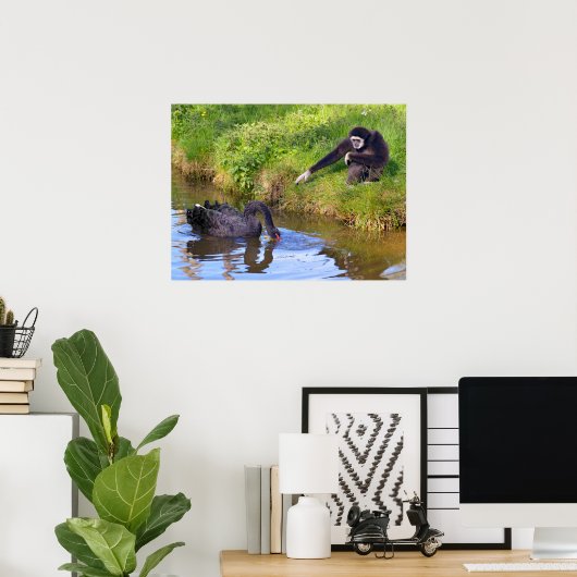 Witte-zwanen-briefkaart rectan poster (Thuiskantoor)