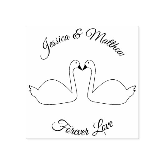 Witte zwanen bruiloft Custom Rubberstempel (Afrduk)